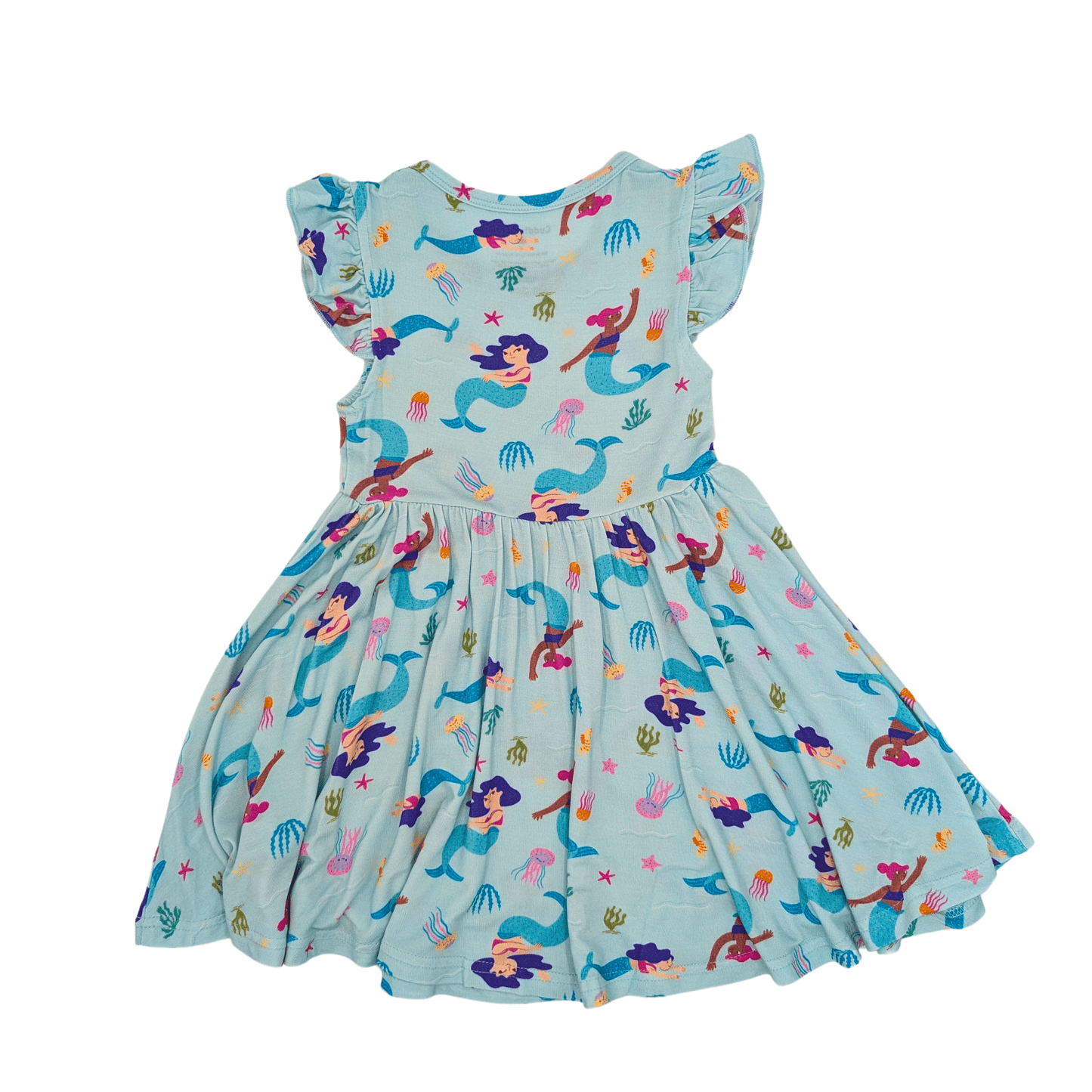 Retro del vestito in bambù con stampa sirene, dal design fluido e confortevole per ogni occasione speciale.