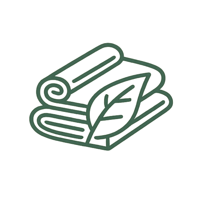 Icona materiali naturali Eco-Zone: tessuti sostenibili in canapa, bambù e cotone organico