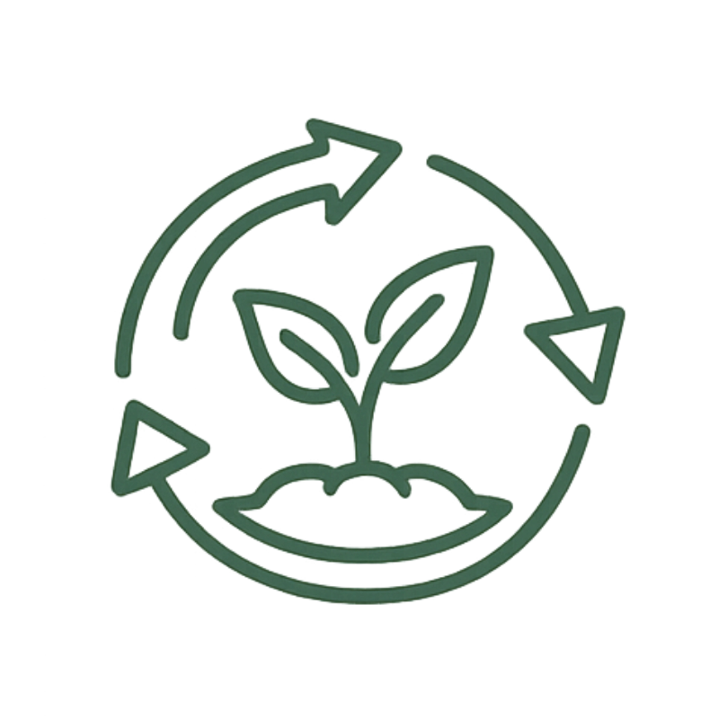 Icona sostenibilità Eco-Zone: produzione responsabile e rispetto per l’ambiente