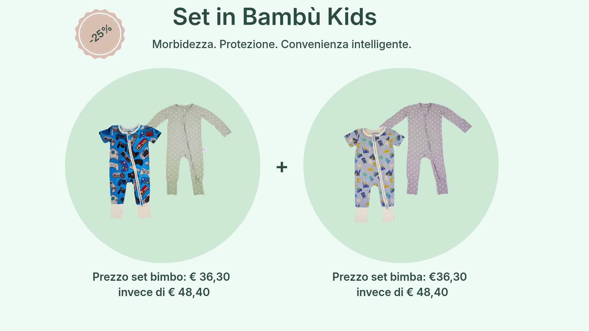 Set di pigiami per bambini in bambù con sconto 35%, versione bimbo e bimba con chiusura zip, morbidi e sostenibili